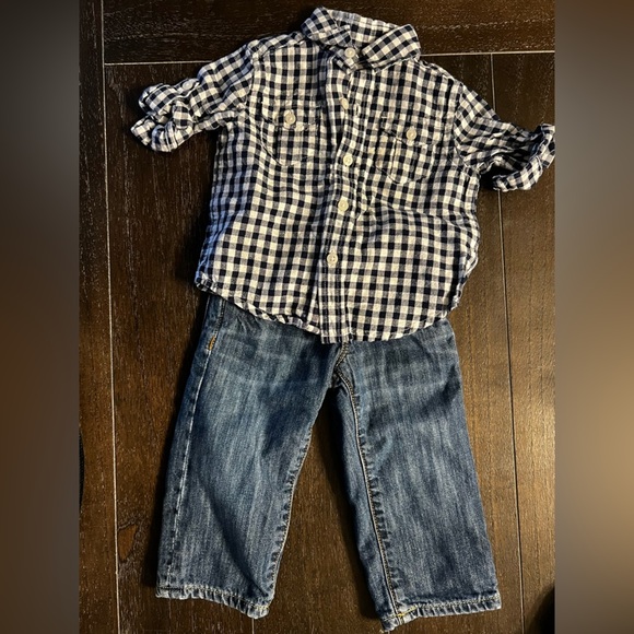Infant baby 3-6M gap & Janie and Jack brand outfit - button down shirt & jeans - Picture 7 of 10